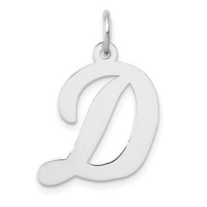 14k White Gold, Madison Collection LG Classic Script Initial D Pendant